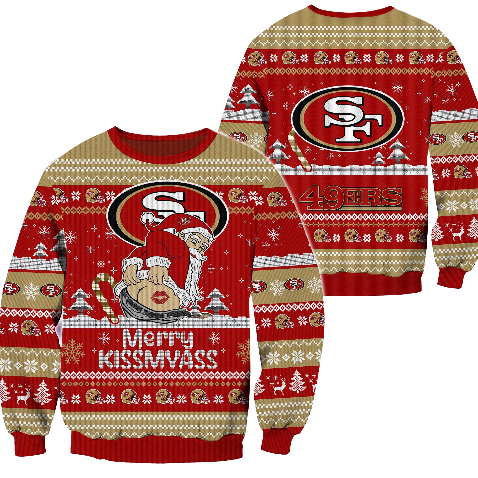 San Francisco 49Ers Merrykissmyass Funny Santa Claus Ugly Christmas Sweater