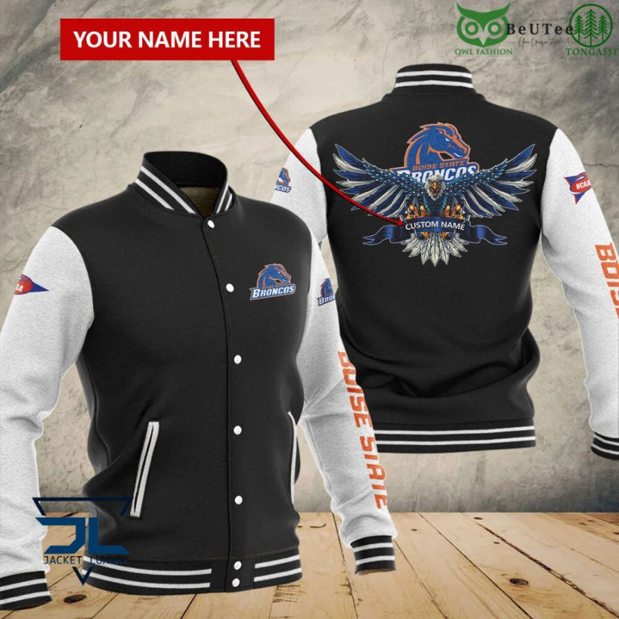 Boise State Broncos Custom Name Black Baseball Jacket