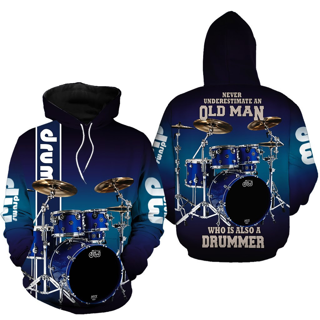 Drums Never Underestimate An Old Man Drumer 3D All Over Print Hoodie & Zip Hoodie