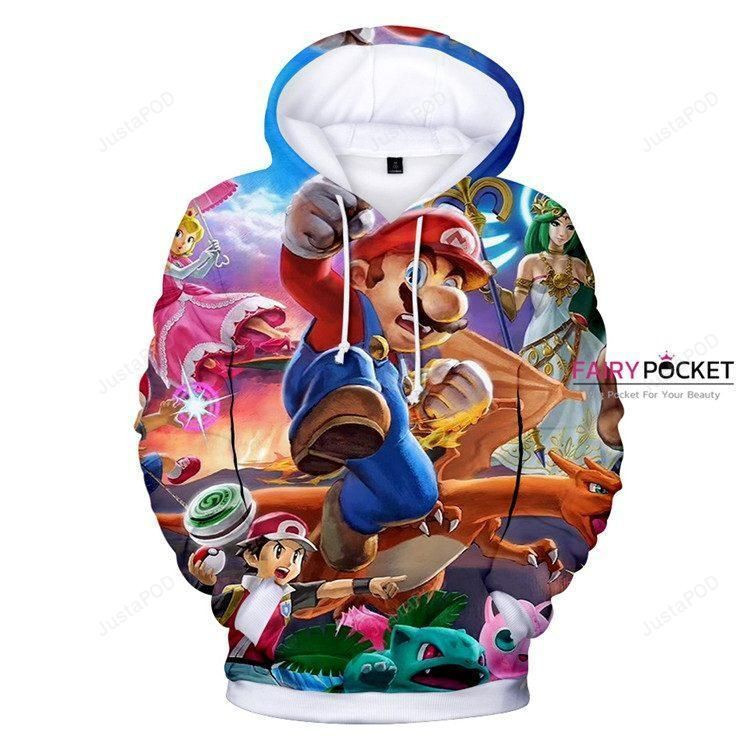 Super Mario Bros. Pokemon Mario Ash Ketchum 3D All Over Print Hoodie & Zip Hoodie