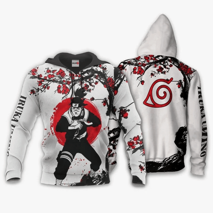 Umino Iruka Naruto 3d Hoodie Zip Hoodie