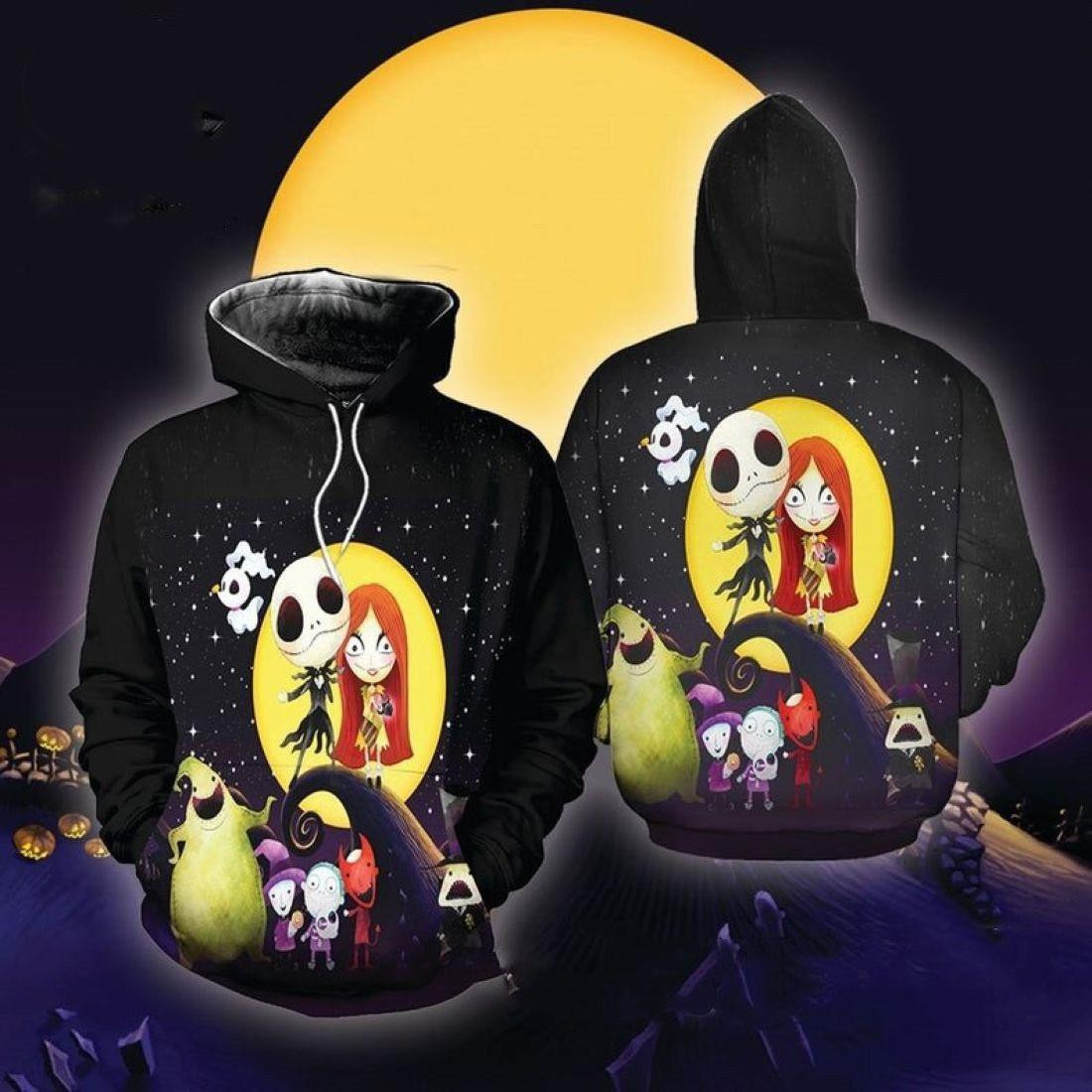 The Nightmare Before Christmas Fan Gift, The Nightmare Before Christmas Chibi All Over Print Hoodie