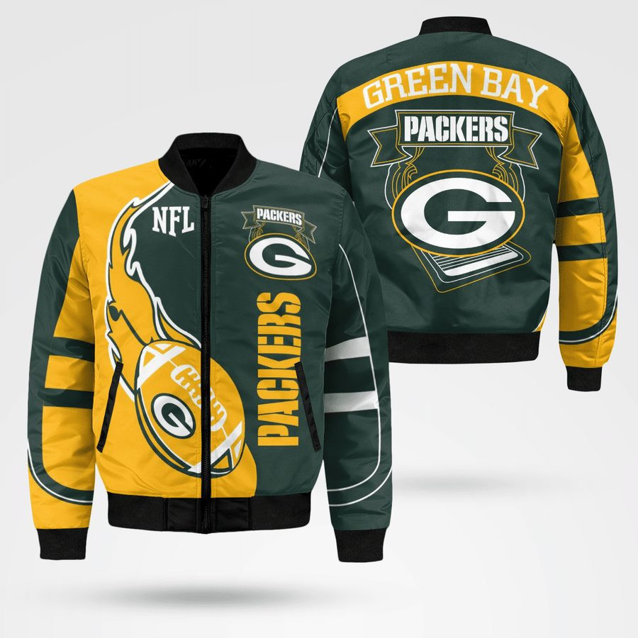 Green Bay Packers Gold Green Bomber Jacket