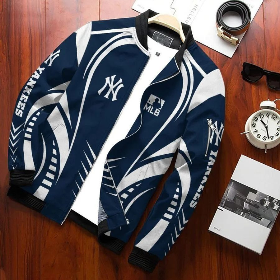 New York Yankees Blue White Bomber Jacket