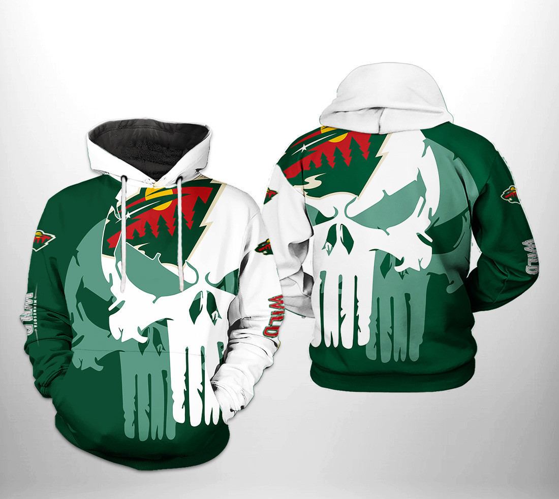 Minnesota Wild Team Skull 3D All Over Print Hoodie & Zip Hoodie