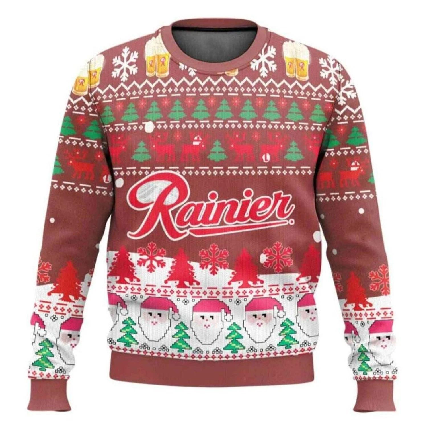 Rainier Beer Santa Claus Ugly Christmas Sweater
