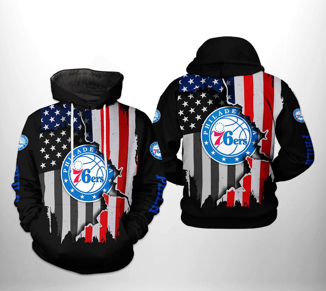 Philadelphia 76ers US Flag Team 3D All Over Print Hoodie & Zip Hoodie