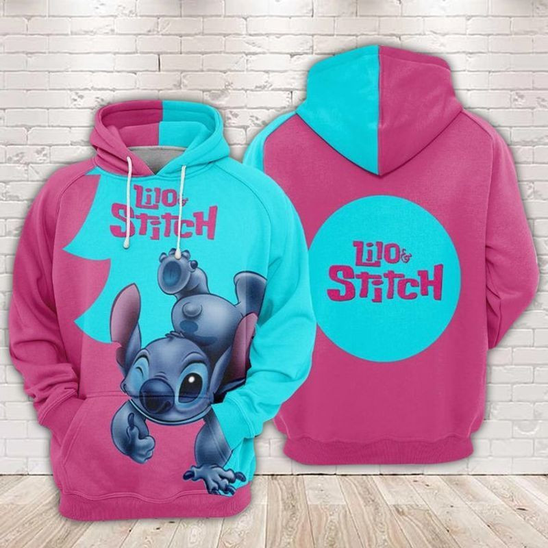 Stitch And Lilo Over Print 3d Hoodie Zip Hoodie