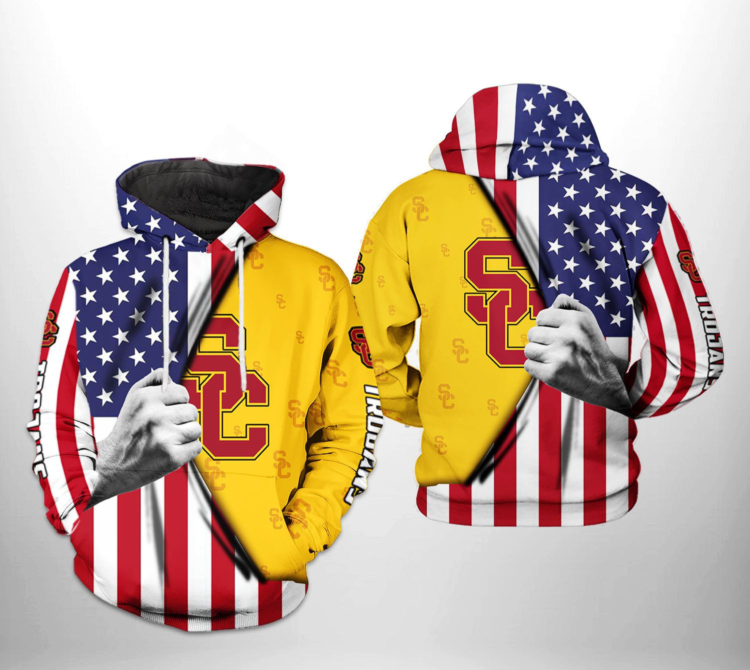 USC Trojans US Flag 3D All Over Print Hoodie & Zip Hoodie