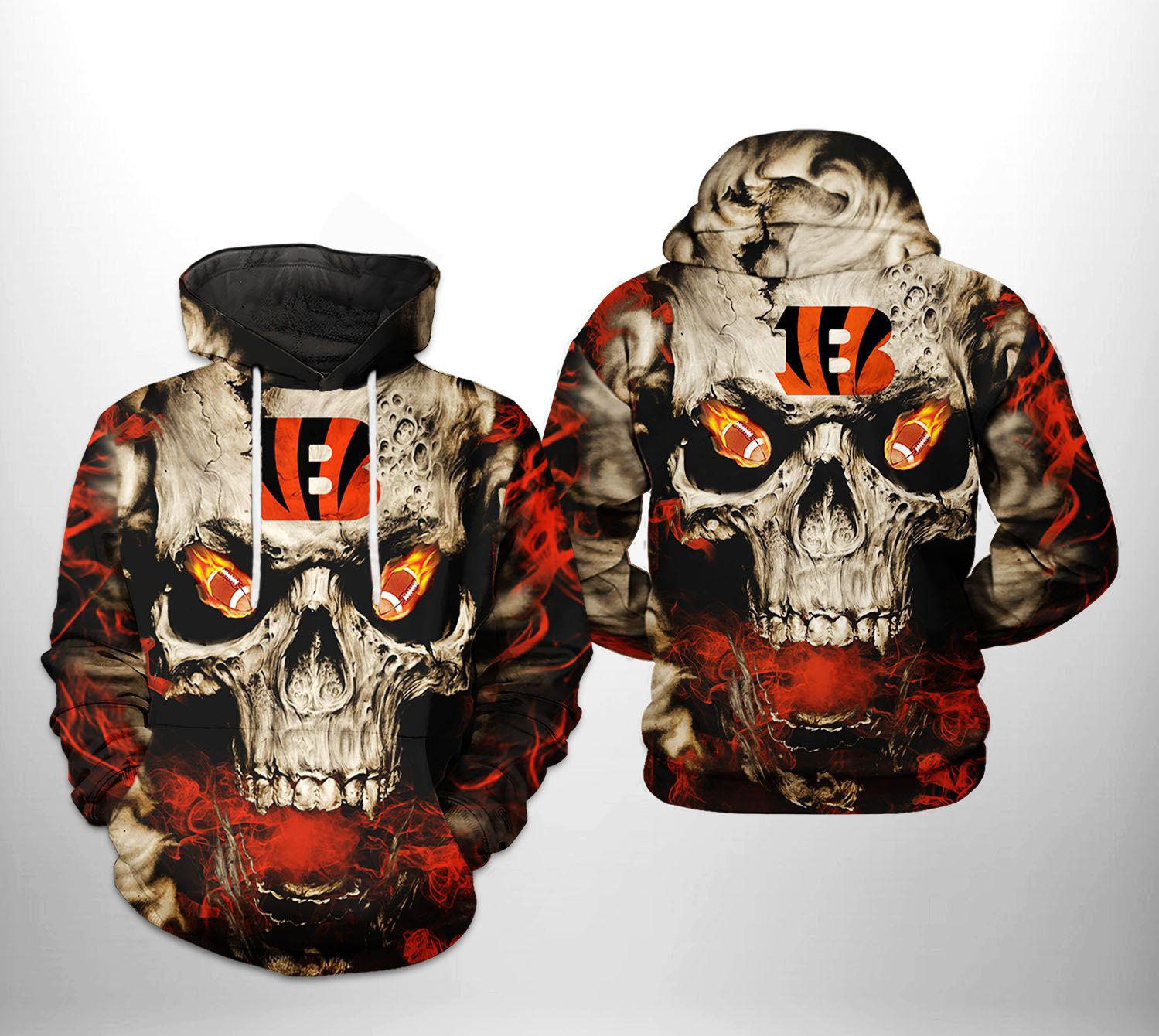 Cincinnati Bengals Skull Team 3D All Over Print Hoodie & Zip Hoodie