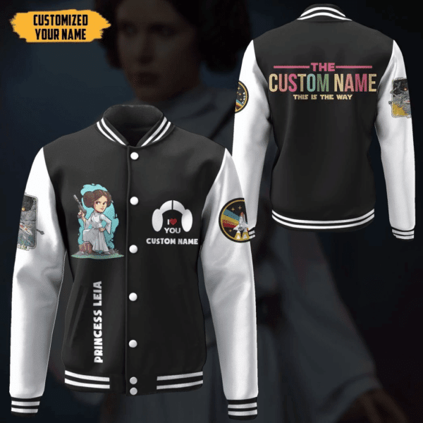 Gearhumans 3d Star Wars Princess Leia Custom Name Baseball Jacket 26, Gift Lover Baseball Jacket 108