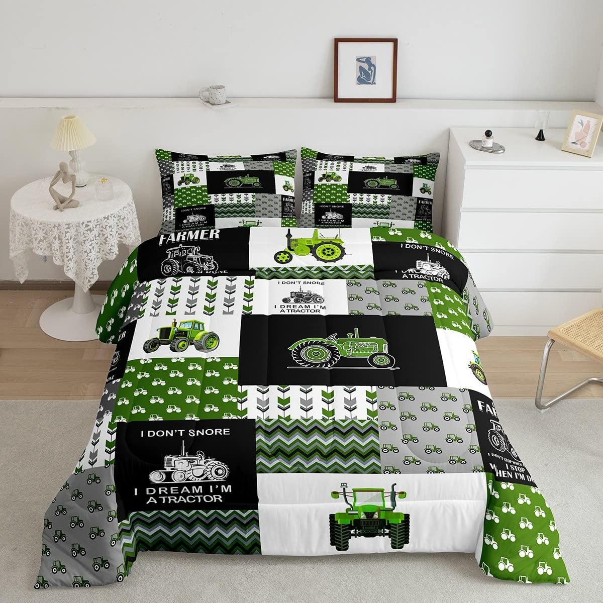 Farmer Bedding Set I Dream I’m A Tractor Duvet Covers Green
