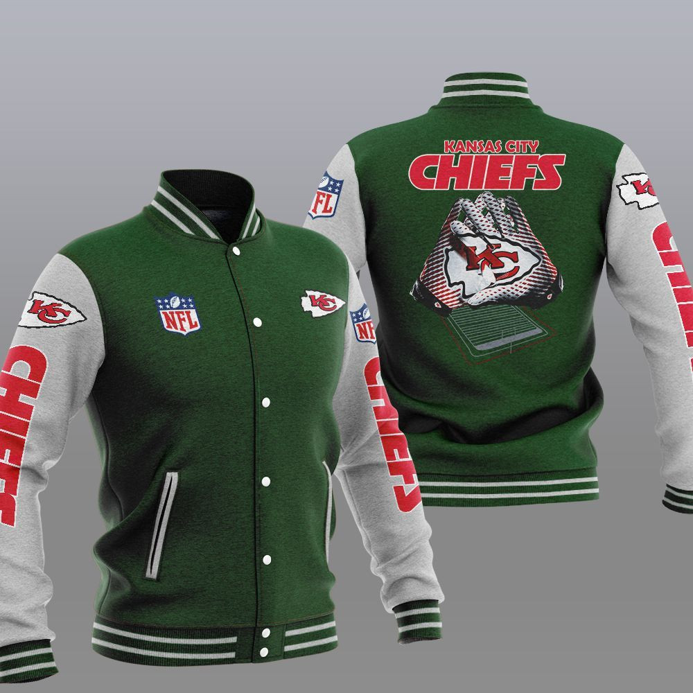 Kansas City Chiefs Green Grey Baseball Jacket