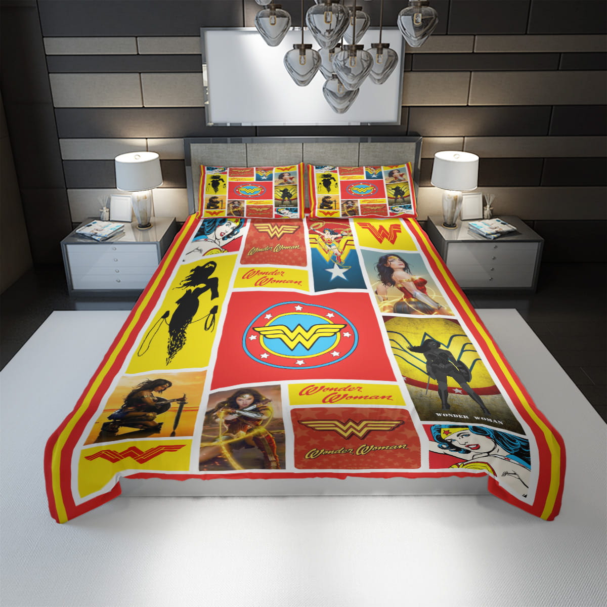 Wonder Woman Bedding Set DC Wonder Woman All Versions Pattern Duvet Covers Red
