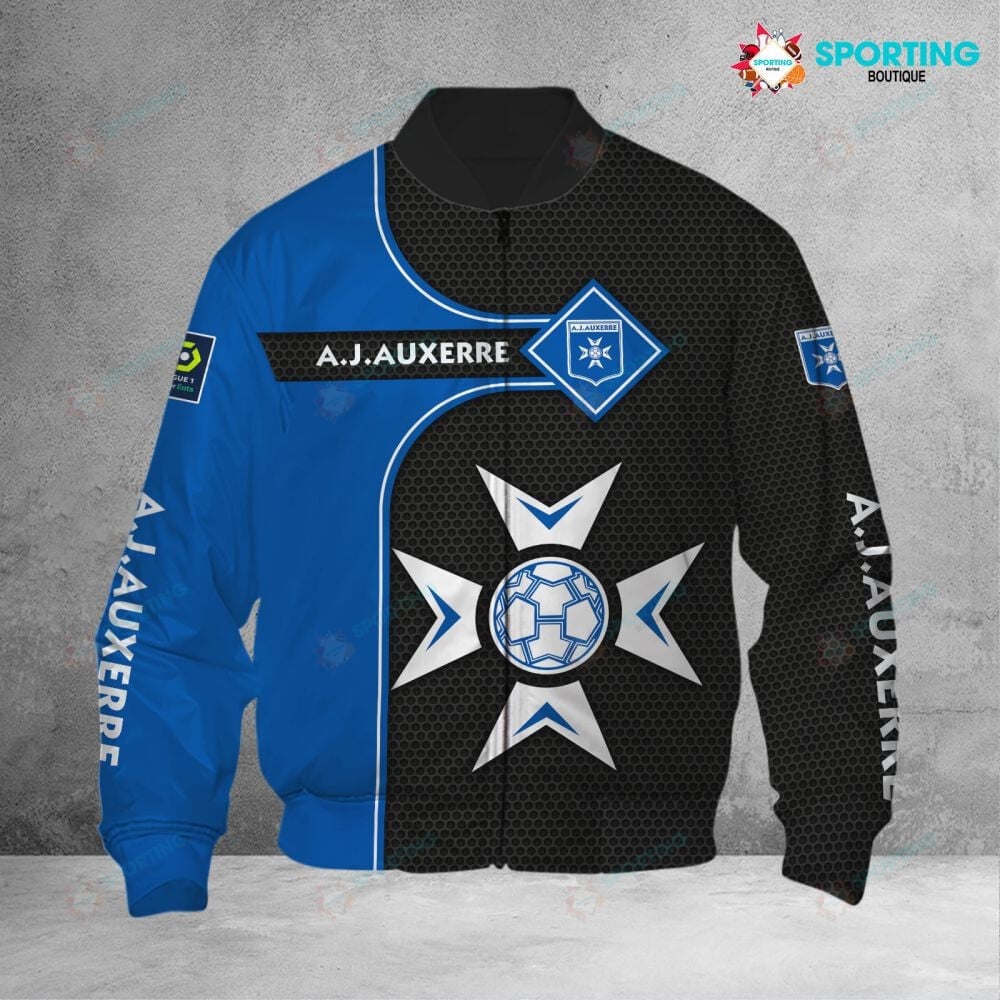 AJ Auxerre Blue Black Bomber Jacket