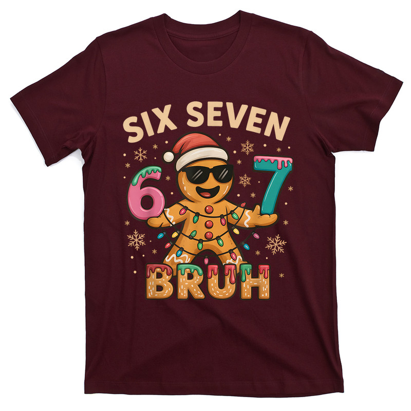 Bruh 67 Christmas Six Seven Gingerbreadman Boys 67 Christmas T-Shirt