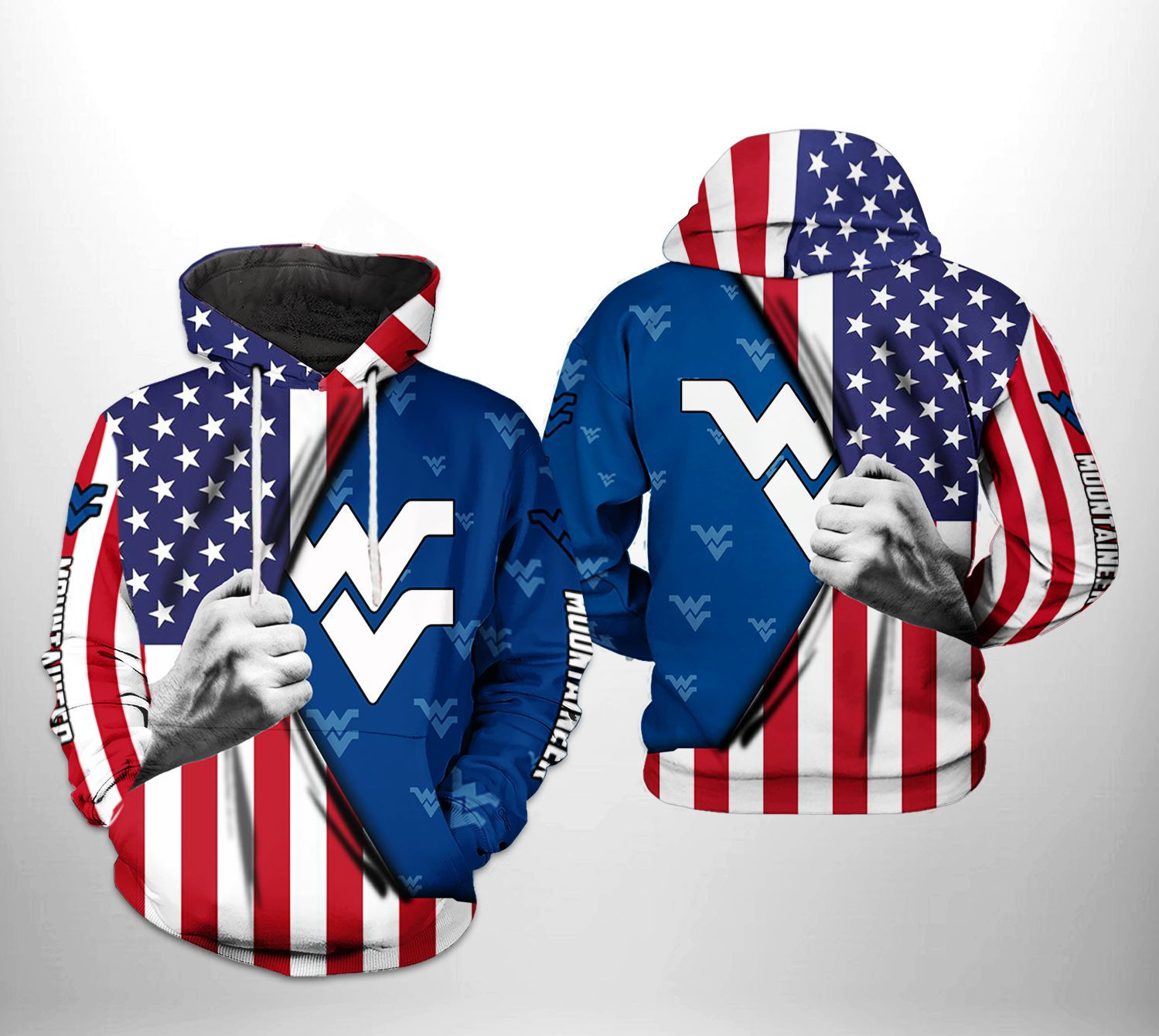 West Virginia Mountaineer US Flag 3D All Over Print Hoodie & Zip Hoodie