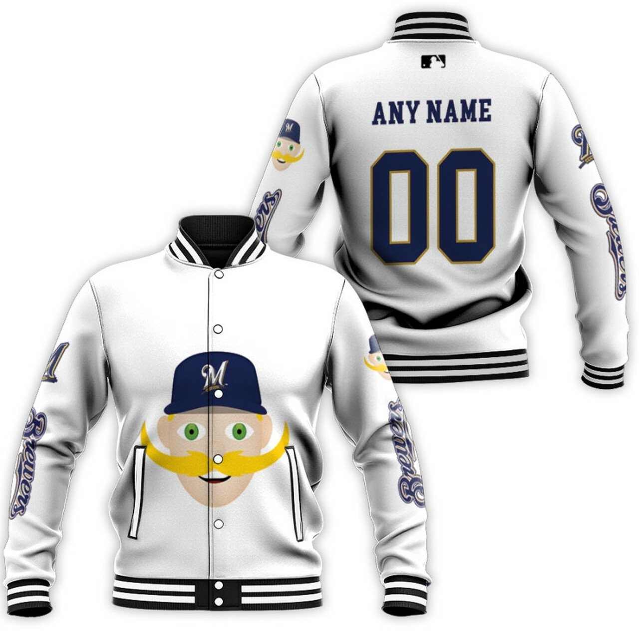 Milwaukee Brewers Custom Name Number Bernie Brewer Baseball Jacket