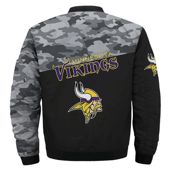 Minnesota Vikings Black Camo Bomber Jacket
