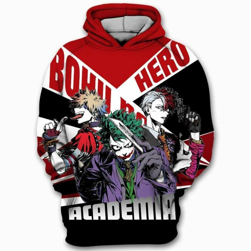 Deku Izuku Shoto Todoroki Joker Two-face My Hero Anime 3d Hoodie