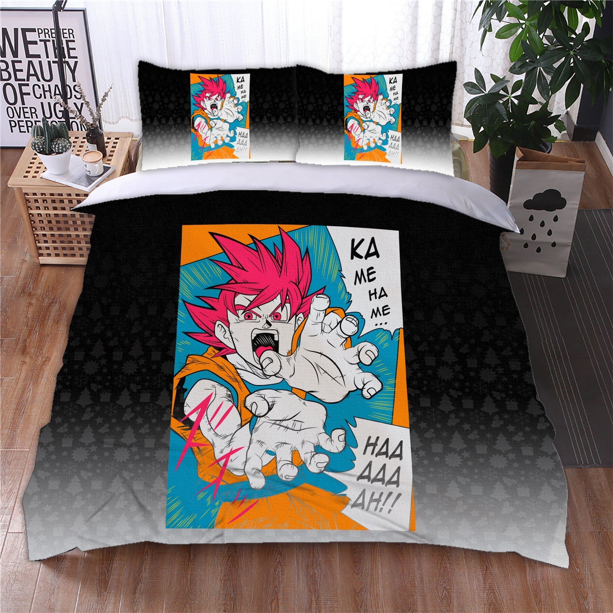Dragon Ball Bedding Set Goku Kamehameha Manga Duvet Covers
