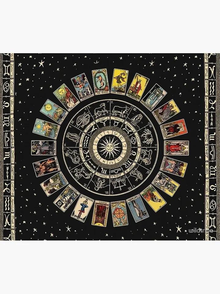 Wheel Of The Zodiac Astrology Chart  Major Arcana Tarot Fleece Sherpa Blanket