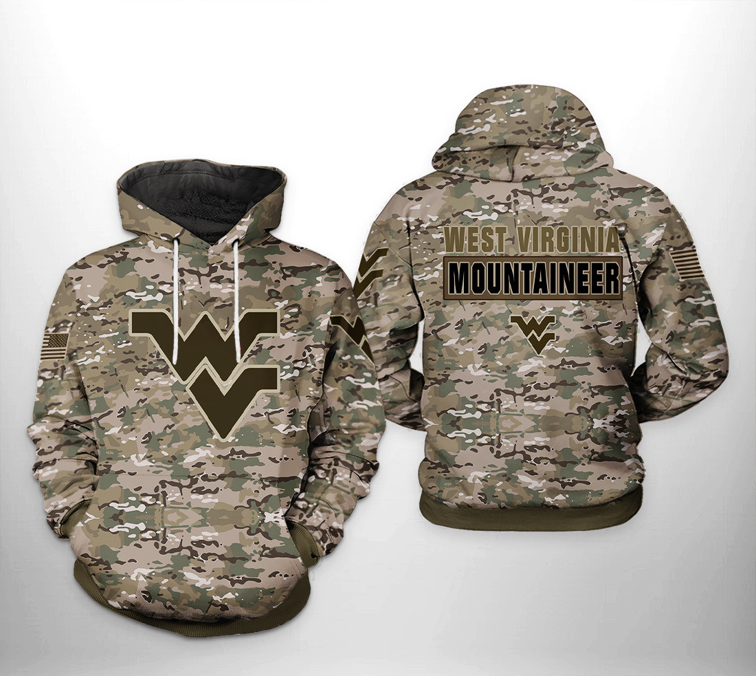 West Virginia Mountaineer Camo Veteran 3D All Over Print Hoodie & Zip Hoodie