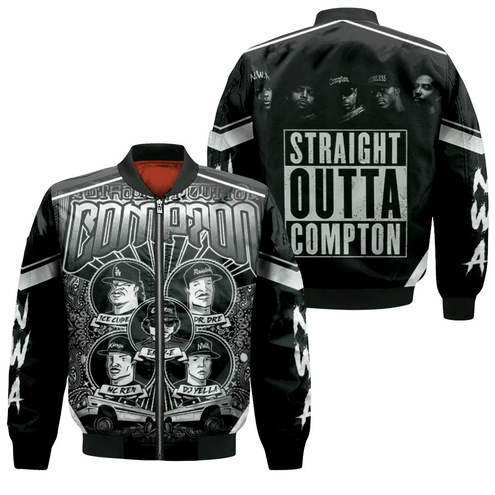 N.w.a. Straight Outta Compton Art Members Caricature Bomber Jacket