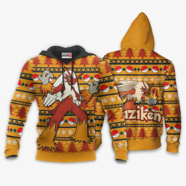 Blaziken Anime Pokemon Ugly Christmas Sweater 1k723 Cartoon Graphic Outfits Aop 3d Hoodie, Zip Hoodie 763