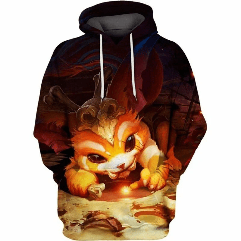 Gnar League Of Legends Over Print 3d Hoodie Zip Hoodie