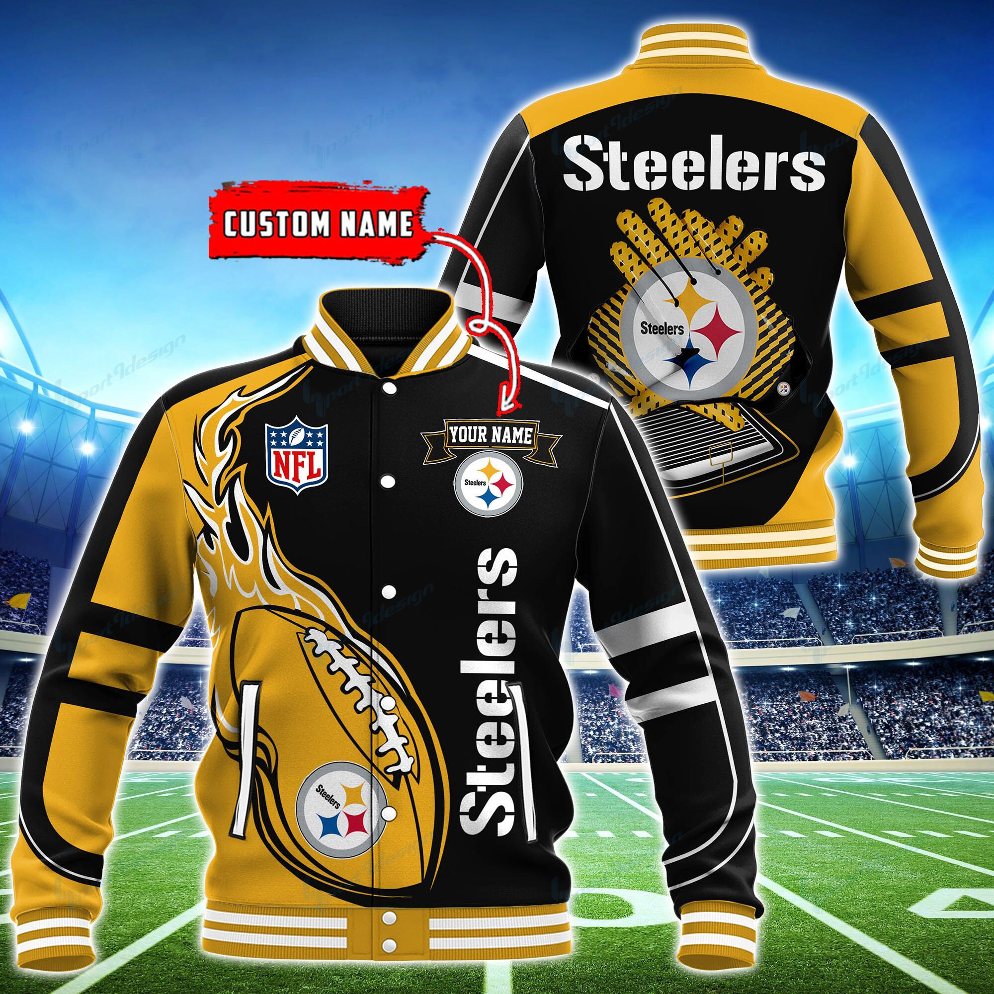 Pittsburgh Steelers Personalized Baseball Jacket BG25