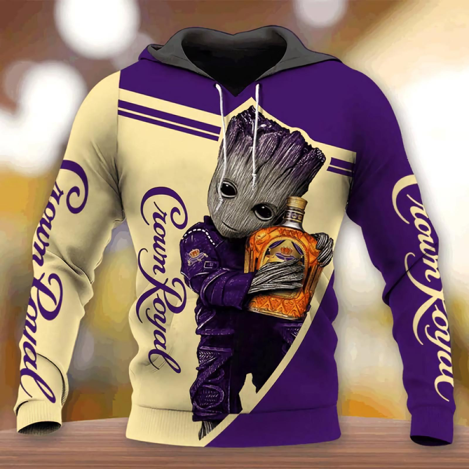 Baby Groot Marvel Comics, Groot Hug Crown Royal All Over Print Hoodie