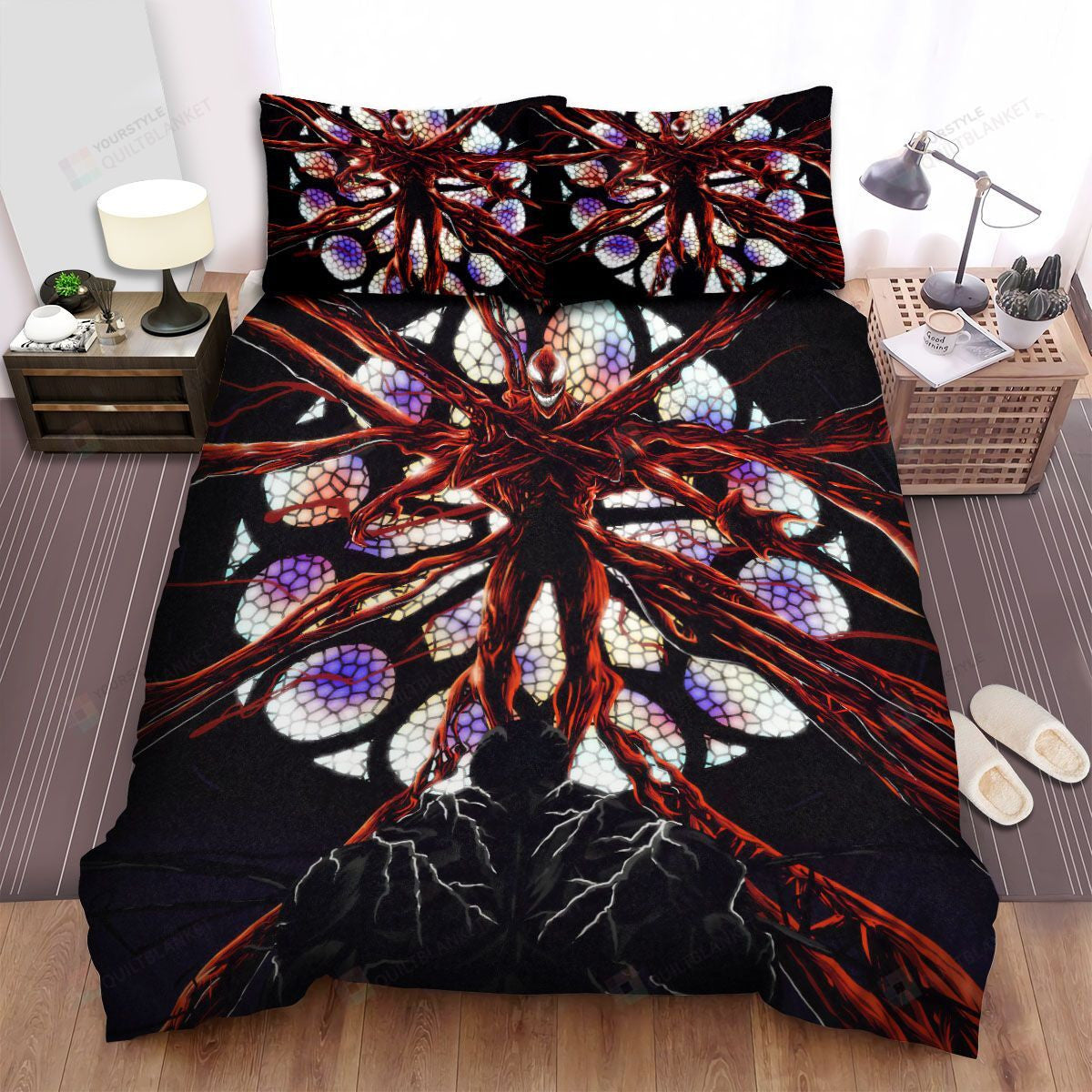 Venom Bedding Set MV Red Symbiote Carnage Graphic Duvet Covers Black