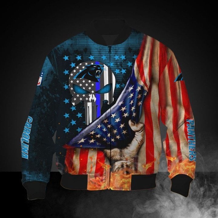 Carolina Panthers American Flag Bomber Jacket V2