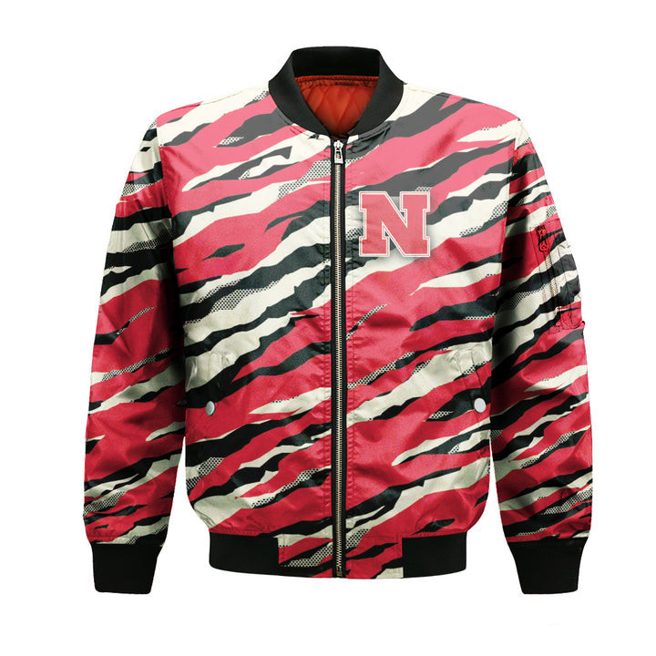 Nebraska Cornhuskers Red Cream Bomber Jacket V3