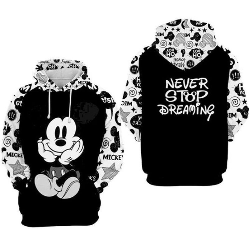Mickey Mouse Never Stop Dreaming All Over Printed Custom 3d Hoodie