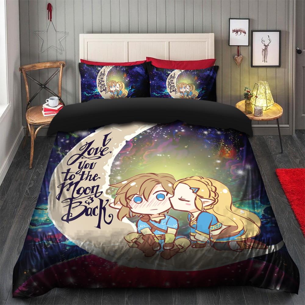 The Legend Of Zelda Bedding Set Zelda Couple Love You To The Moon Duvet Covers