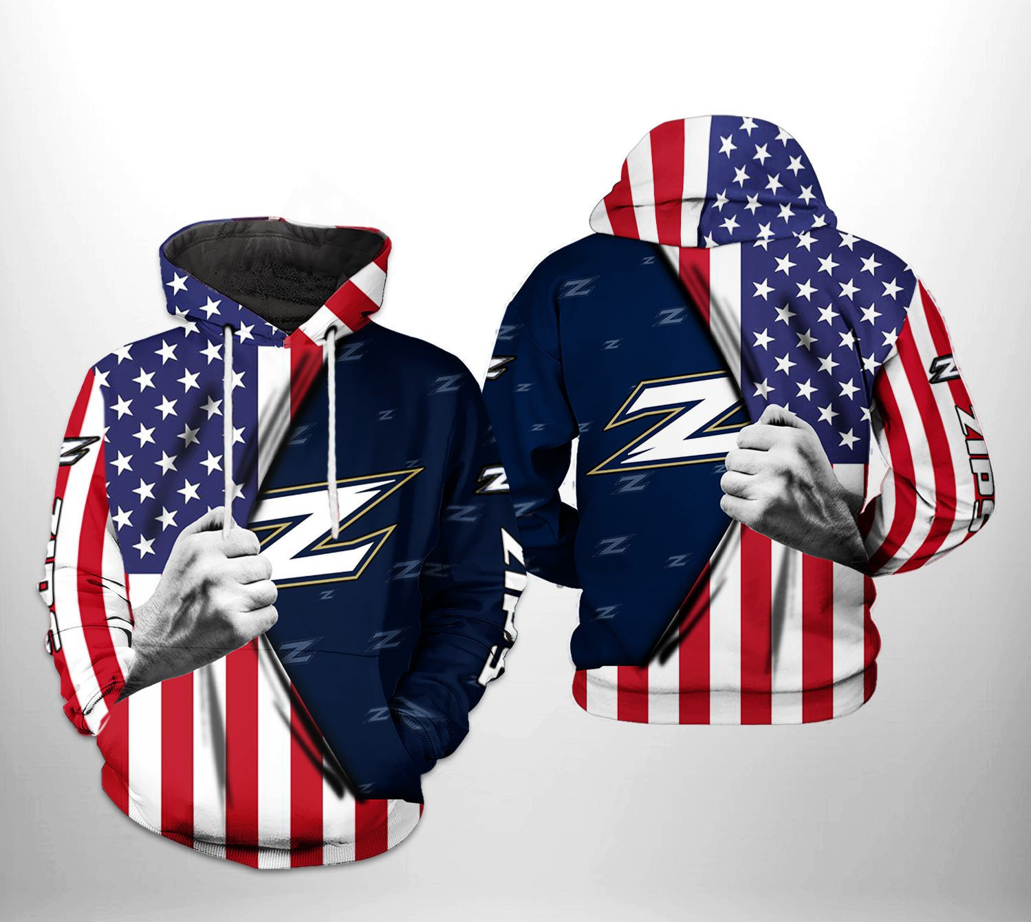 Akron Zips US FLag 3D All Over Print Hoodie & Zip Hoodie