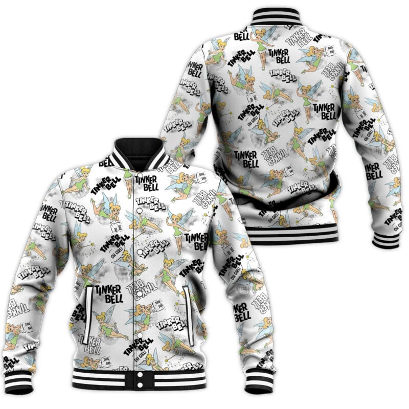 Shades Of Tinkle Bell Pattern Baseball Jacket