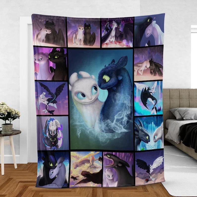 Nightfury Dragon Fleece Sherpa Blanket