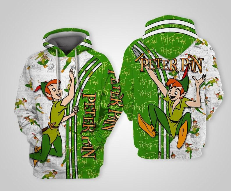 Peter Pan Cartoon, Peter Pan Fairies, Peter Pan Comics Book Patterns All Over Print Hoodie, Zip Hoodie