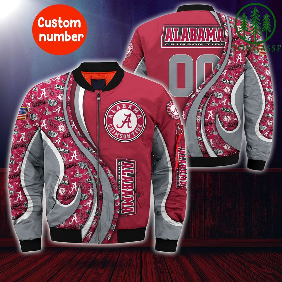 Alabama Crimson Tide Custom Number Bomber Jacket V14