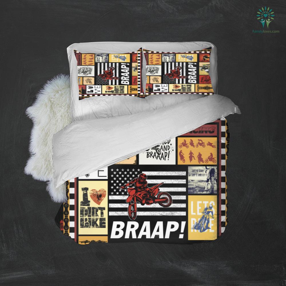 Motorcycle Bedding Set Young Wild And Braaap Duvet Covers Red