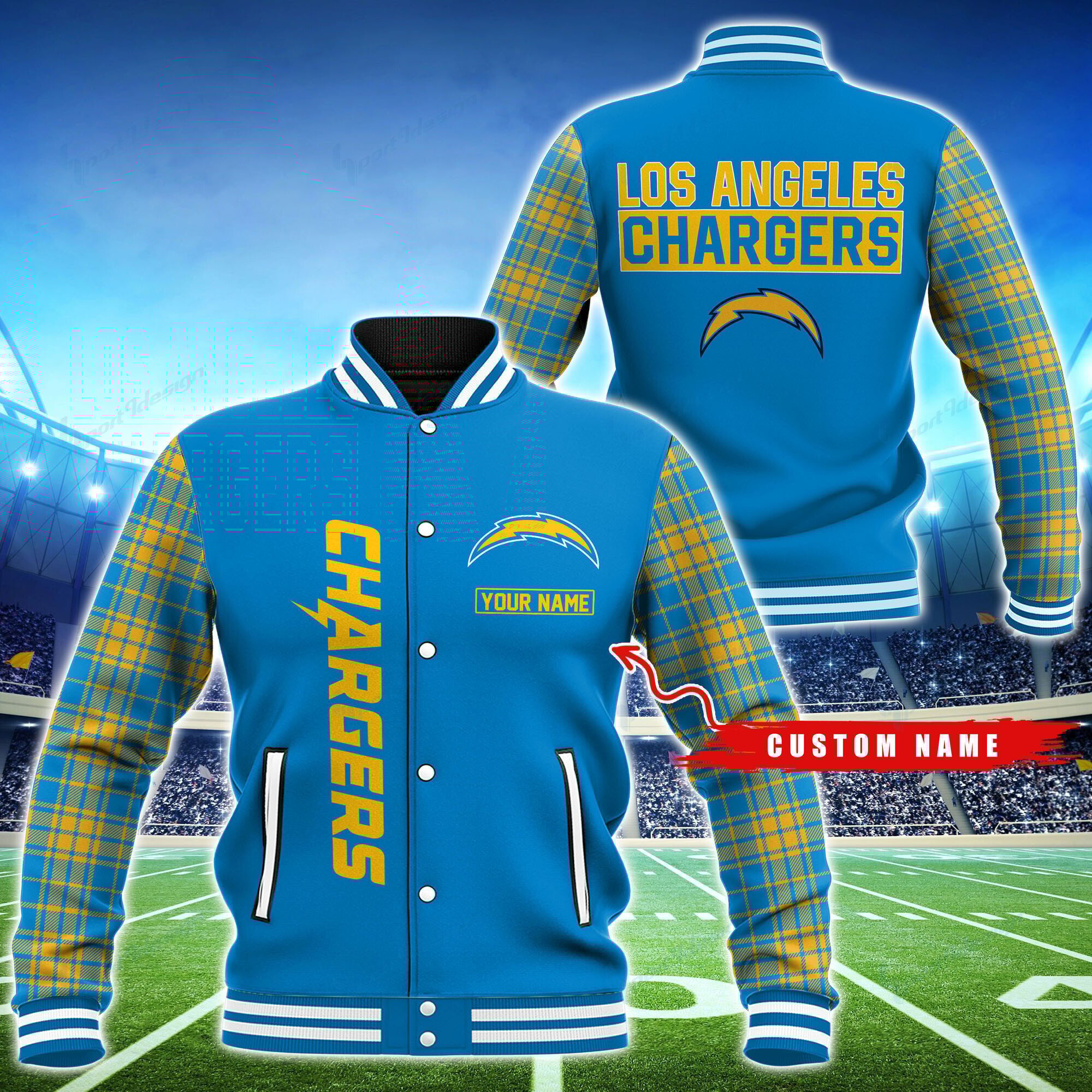 Los Angeles Chargers Personalized Baseball Jacket BG59