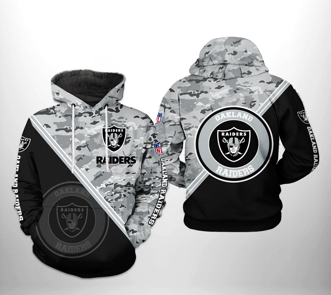 Oakland Raiders Camo Team 3D All Over Print Hoodie & Zip Hoodie