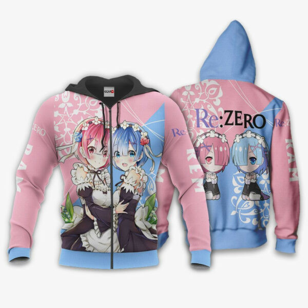 Re Zezo Hoodie Rem Ram Anime 3k260   Cartoon 3d Hoodie Zip Hoodie 2539