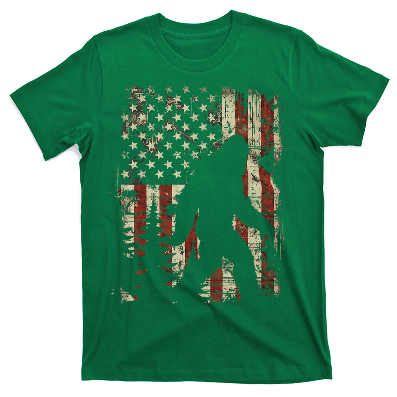 Bigfoot Sasquatch America Flag T-Shirt