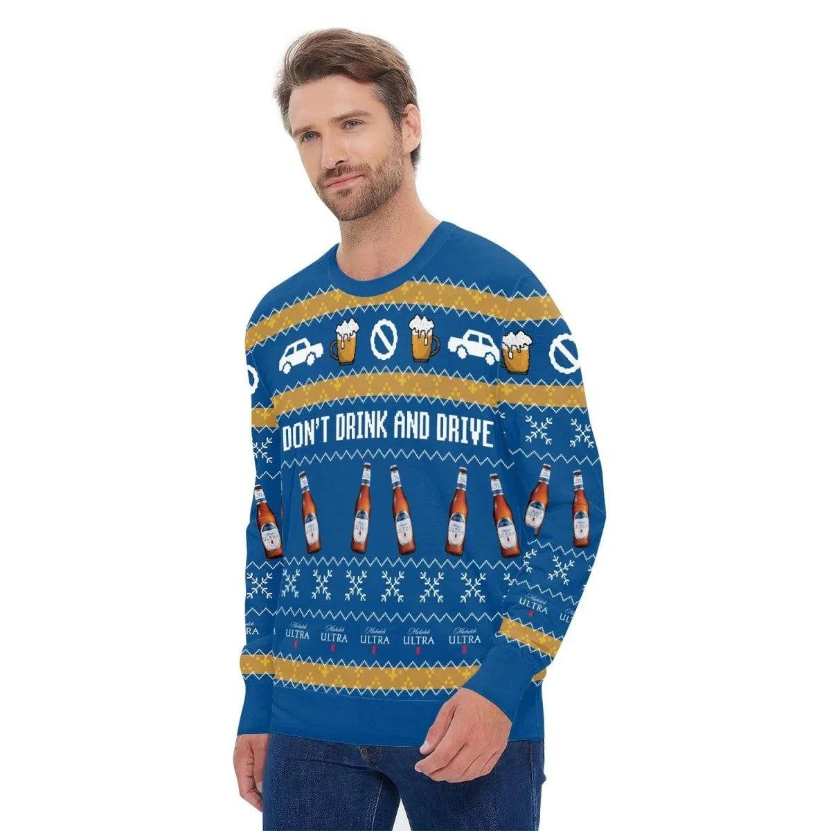 Michelob Ultra Don't Drink And Drive Ugly Christmas Sweater