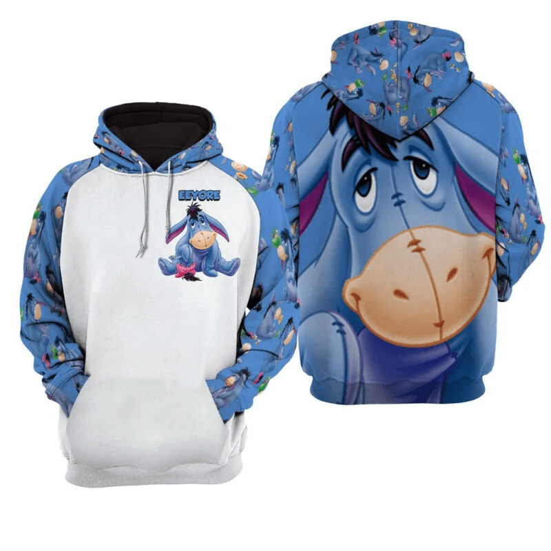 Eeyore Pattern Blue Pullover Hoodies