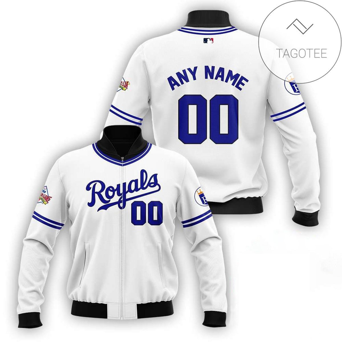 Kansas City Royals Custom Name Number White Bomber Jacket